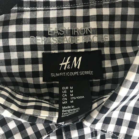 H&M Black and White Checkered Slim Fit- Size M - Picture 4 of 5